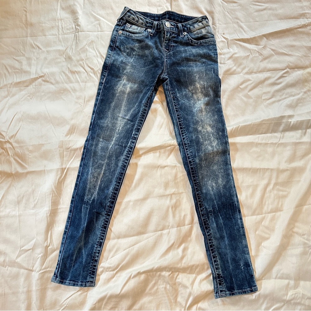 True Religion Acid Wash Skinny Jeans Girls 12